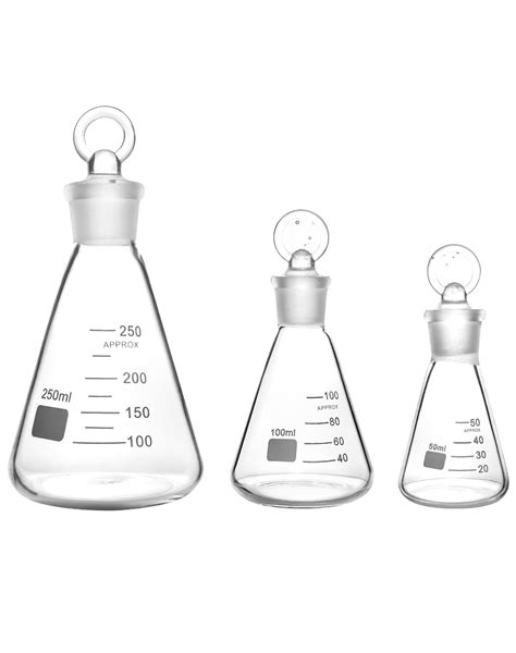 Buy QWORK Glass Erlenmeyer Flask Set 50 100 And 250ml 3 Pack