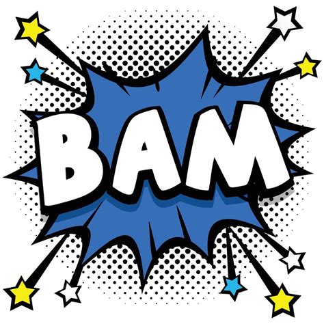 Bam Pop Art Comic Speech Bubbles Book Sound Effects Vector Art