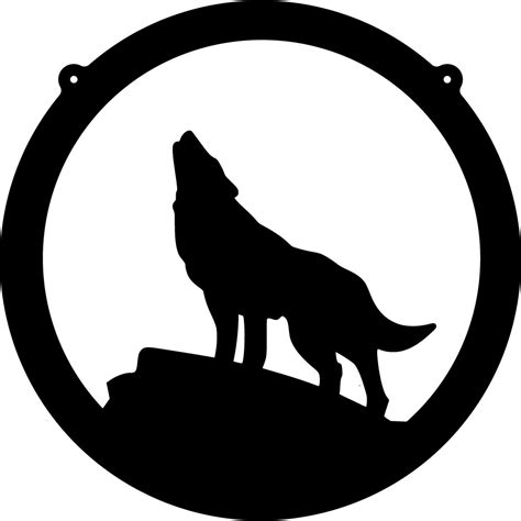 Wolf Howling Circle Decal 3 - Custom Wall Graphics