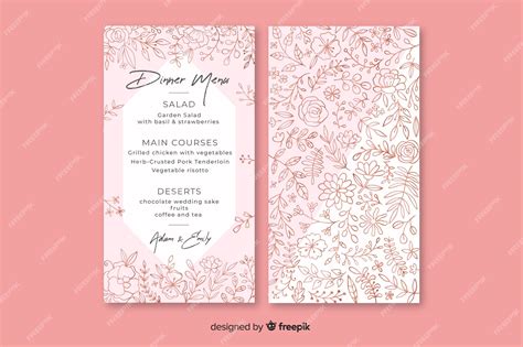 Free Vector Hand Drawn Wedding Menu Template