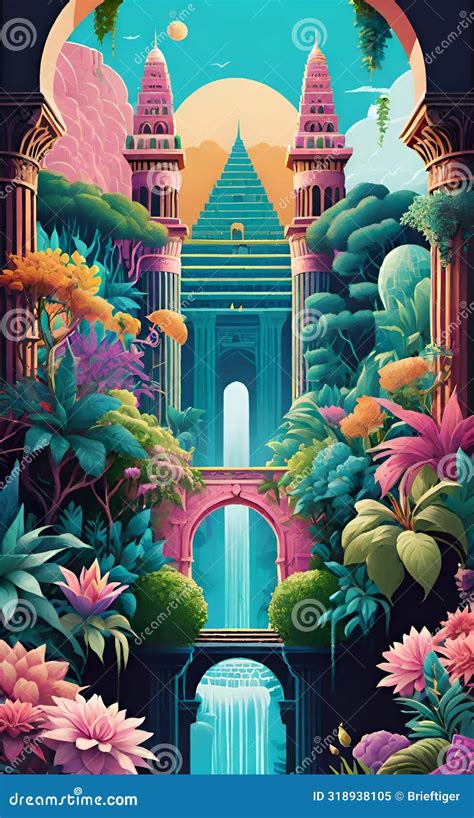 The Hanging Gardens Of Babylon Depiction Royalty Free Stock Photo