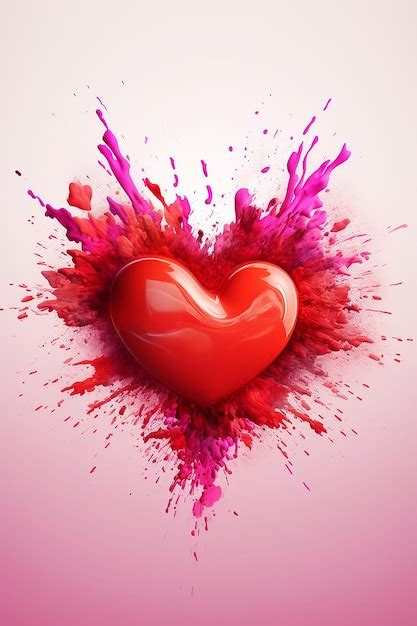 Premium Ai Image A Red And Pink Color Exploding Heart For Valentine Day