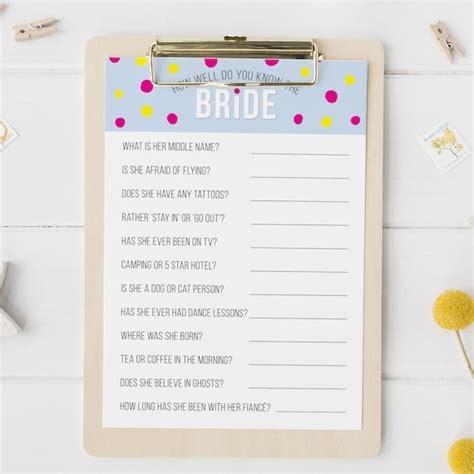 Hen Party How Well Do You Know The Bride Hen Party Games Etsy Sterreich