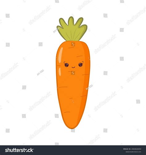 Cute Kawaii Carrot Happy Face Colorful Stock Vector Royalty Free