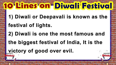 Lines On Diwali Festival Short Essay On Diwali In English Youtube