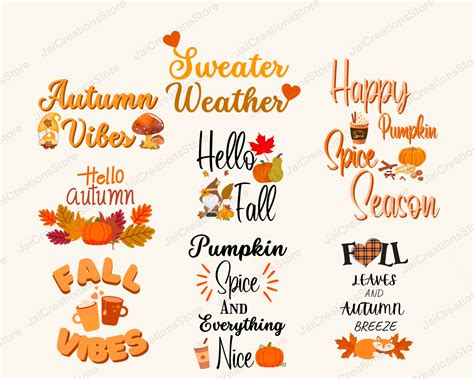 Fall Quotes Png Bundle, Fall Quotes, Autumn Quotes Png Bundle, Autumn ...