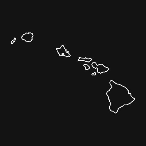 Mapa De Hawai Sobre Fondo Negro Vector Premium