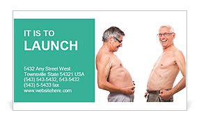 Senior Men Comparing Bellies Joyfully In Nude Isolated On White Background Business Card