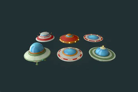 D Model Flying Saucers Pack Vr Ar Low Poly Cgtrader