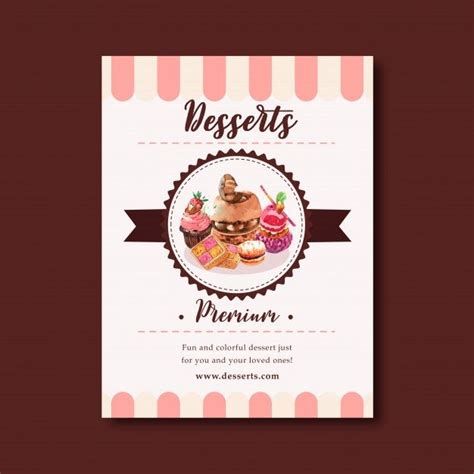 Free Vector Dessert Flyer Design With Chocolate Cake Cookie Cupcake