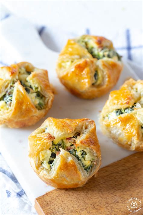 Easy Feta Spinach Bacon Puffs Cooking On The Front Burner