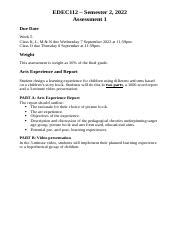 Edec Assessment Task Scaffold Rubric S Docx Edec