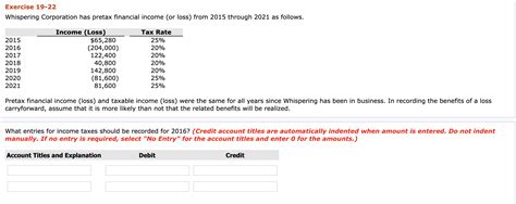 Solved Whispering Corporation Has Pretax Financial Income Chegg