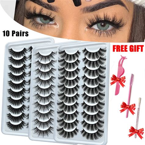 MB 2023 Neue 10 Pairs 8D Nerz Wimpern Groß Faux mit Nach Wispy