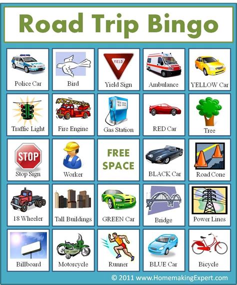 Printable Road Trip Bingo