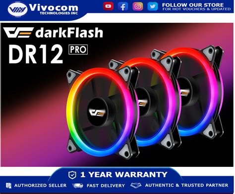 DarkFlash DR12 Pro 3in1 Addressable 120mm RGB LED Case Fan Kit With