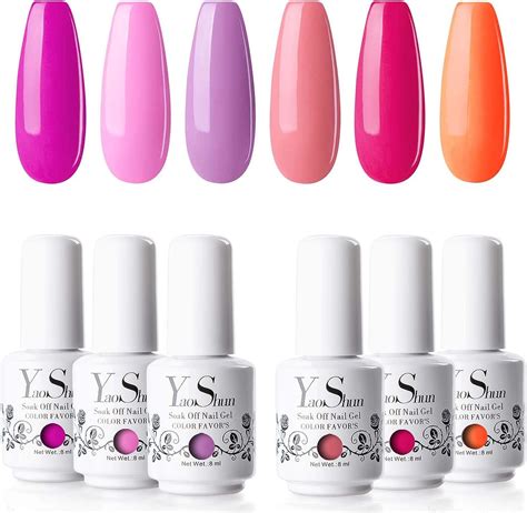 Yao Shun Gel Nail Kit Purple Lavender Peach Neon Pink Coral Colour