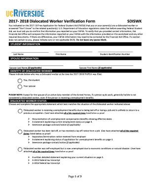 Fillable Online Dislocated Worker Verification Form Sdiswk