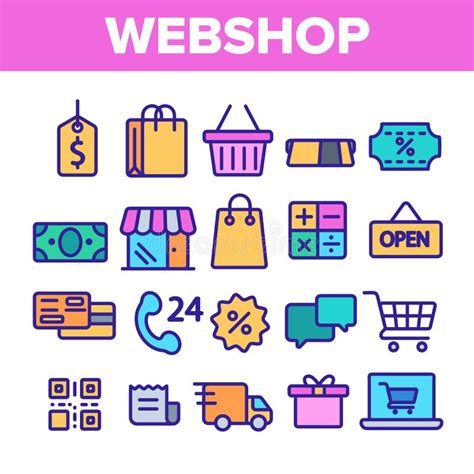 Webshop Sistema Linear En L Nea De Los Iconos Del Vector Que Hace