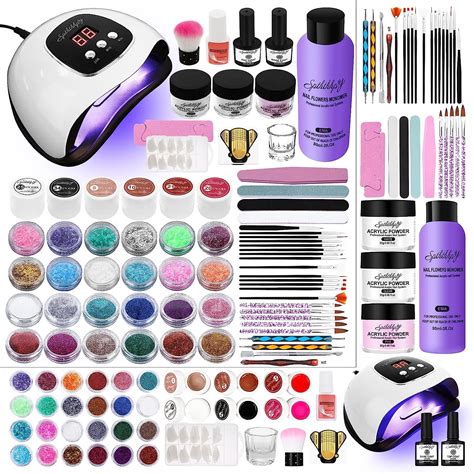 SPTHTHHPY Gel Nail Polish Kit With Acrylic Nail Kit 48W LED Light 6