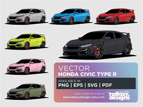 Honda Civic Type R Car Pack Automotive Vector Collection Digital Art