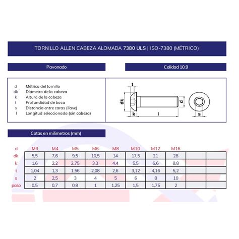 Tornillo Allen Iso 7380 109 Pavonado