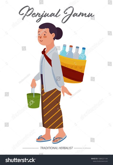 Vector Stock Penjual Jamu Traditional Herbalist Stock Vector (Royalty ...