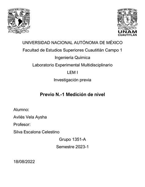 Previo Lem Universidad Nacional Autnoma De M Facultad De