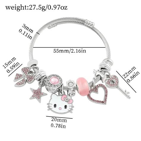 Anime Sanrio Bracelet Cartoon Figure Hello Kitty Kuromi Metal Beads