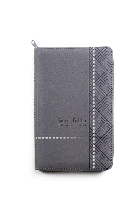 Santa Biblia De Promesas Reina Valera 1960 Gris Piel Especial Con