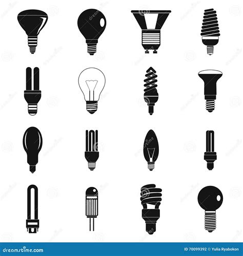 Light Bulb Icons Set Simple Style Stock Vector Illustration Of Glass