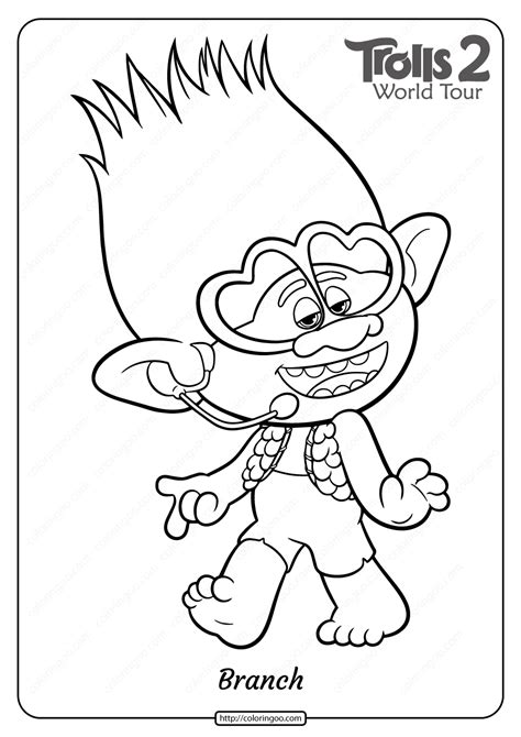 Printable Trolls 2 Branch Pdf Coloring Page | Cute coloring pages ...
