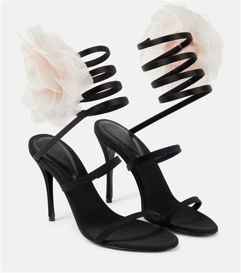 Floral Appliqu Satin Sandals In Black Magda Butrym Mytheresa