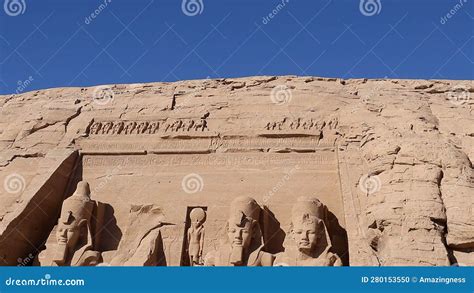 An Ancient Temple Complex Cut Into A Solid Rock Cliff Abu Simbel