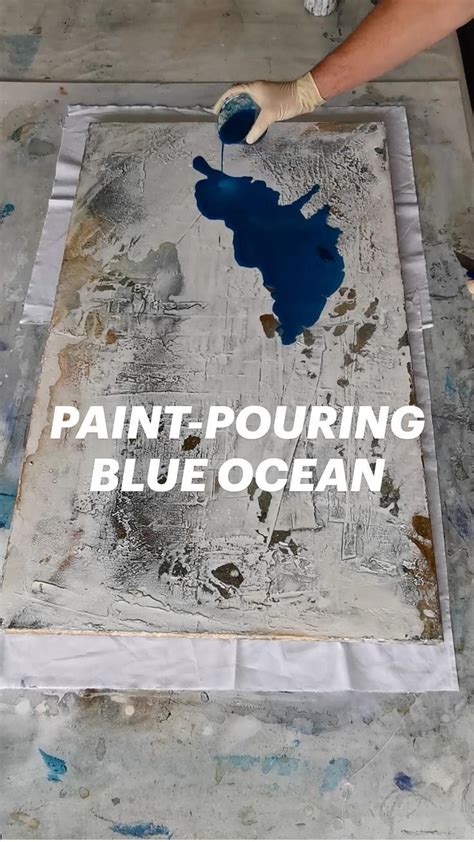 Paint Pouring Blue Ocean Acrylmalerei Abstrakt Abstrakte Kunst