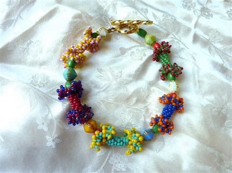 Handmade Beaded Beads Bracelet Cheerful Festive Multi Colored