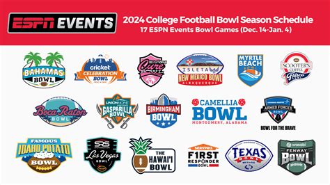 Espn Events Announces 17 Game College Football Bowl Schedule For 2024 25 Season Espn Events