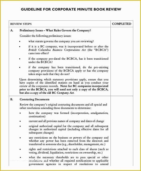 Free Corporate Minute Book Template Of Corporate Minutes Template – 10 ...