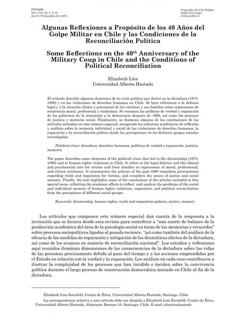 Algunas Reflexiones a Propósito de los 40 Años del Golpe Militar en