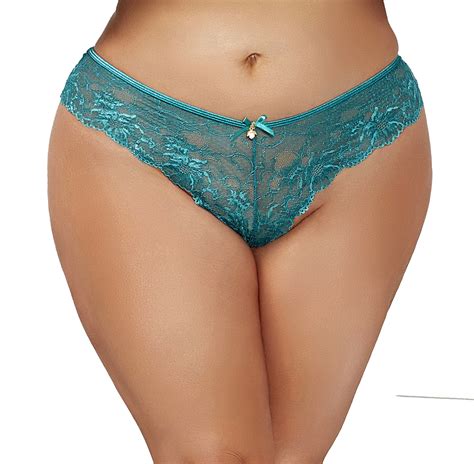 Lacy Line Plus Size Sexy Lace Classic Thong Panties With Front Bow