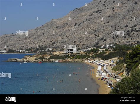 Pefkos Rhodes Greece main beach Stock Photo - Alamy