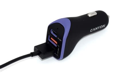 Автомобильное зарядное устройство Canyon с разъемами USB-A и USB-C ...