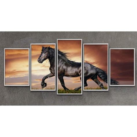 Quadro Decorativo Mosaico Animais Cavalo Preto