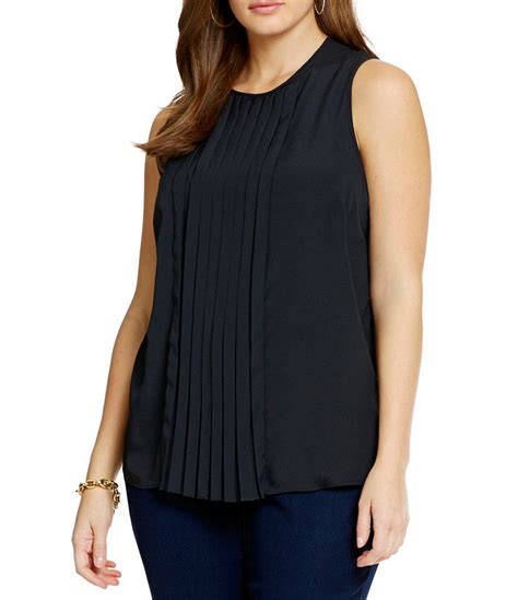 Michael Michael Kors Plus Pebble Crepe Pleat Front Top Dillards