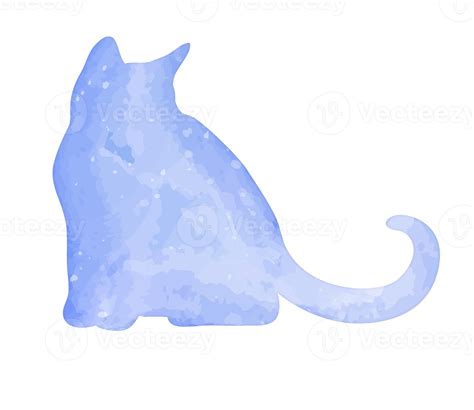 Watercolor Pastel Cat With Splatter Silhouette Painting Clipart