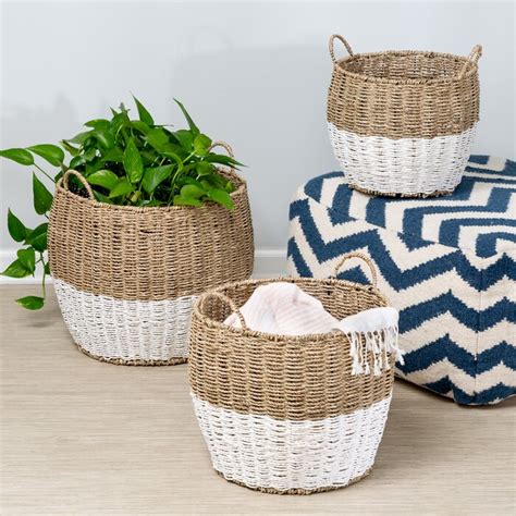 Highland Dunes Round Nesting Seagrass 3 Piece Wicker Rattan Basket Set And Reviews Wayfair