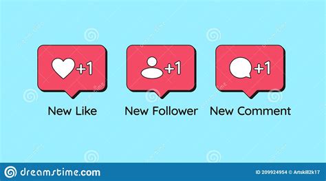 Social Media Bubbles With Icon Like Follower Comment Stock Vector