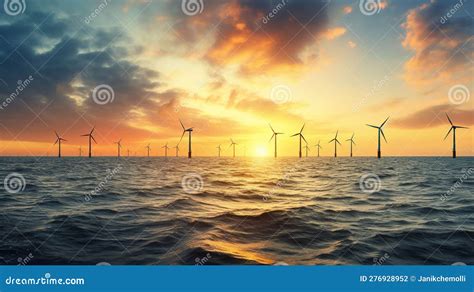 Offshore Wind Turbines Generating Clean Energy Stock Illustration Illustration Of Power Clean