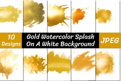 Gold Watercolor Splash Digital Papers Graphic By Vycstore Creative