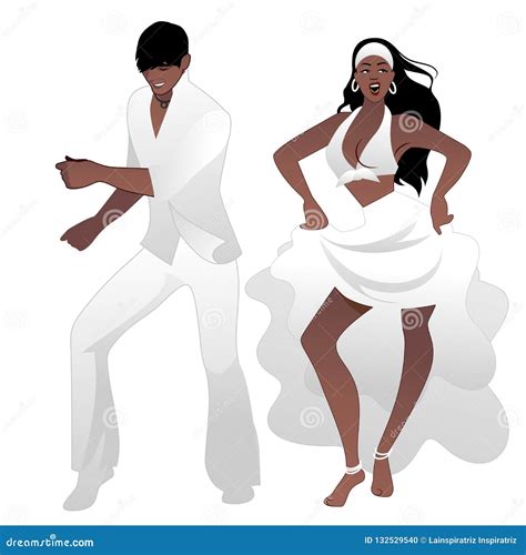 Salsa Party Time Young Couple Dancing Latin Music Stock Vector